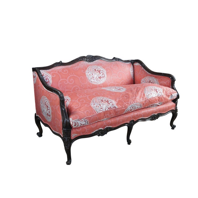 Vintage Meyer Gunther Martini Italian Baroque Louis XV Inspired Sofa, circa 1970. Features a hardwood frame with floral...