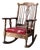 Antique Wooden Rocking Chair With Red Upholstered Seat For Sale