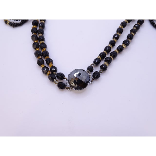 20th Century Art Deco Gold-Plated Collar in Azabache and Crystals, 1930s For Sale - Image 9 of 17