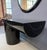J. Wade Beam 1980s J. Wade Beam Postmodern Black Marbleized Console Table W/Matching Round Mirror, Attributed For Sale - Image 4 of 9