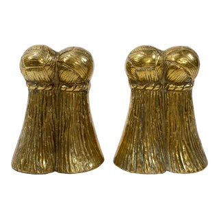 Vintage Brass Tassel Bookends, a Pair For Sale