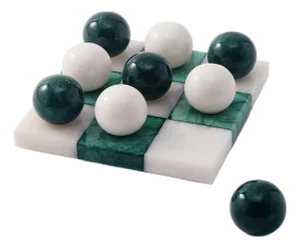Forest Green/White Italian Alabaster Marble Tic-Tac-Toe