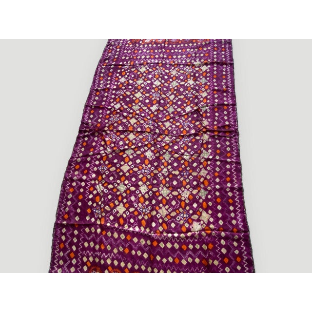 Antique Burnt Orange and Purple Silk Textile For Sale - Image 4 of 18