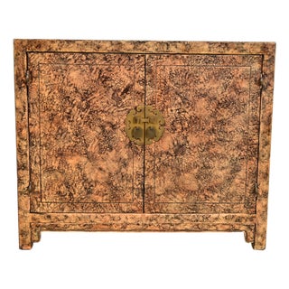 Henredon Mid-Century Hollywood Regency Chinoiserie Faux Tortoise Shell Bar Cabinet, Circa 1970s For Sale