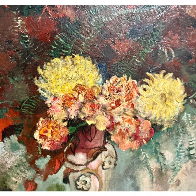 Mid 20th Century Nicolai Cikovsky, Large Modernist Oil Painting Wild Flowers in Vase WPA Artist Nicolai Cikovsky For Sale - Image 5 of 18
