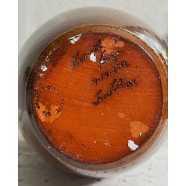 American Kenneth George Cole Pottery Signed Handled Vase, Sanford North Carolina For Sale - Image 3 of 4