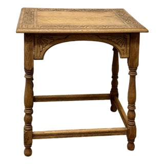 19th Century English Oak Table With Lunette Frieze Detail For Sale