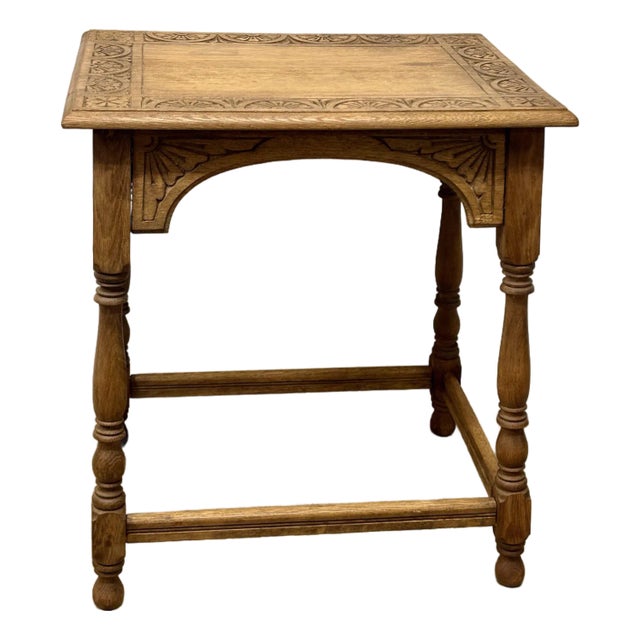19th Century English Oak Table With Lunette Frieze Detail For Sale