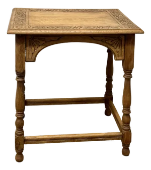 19th Century English Oak Table With Lunette Frieze Detail