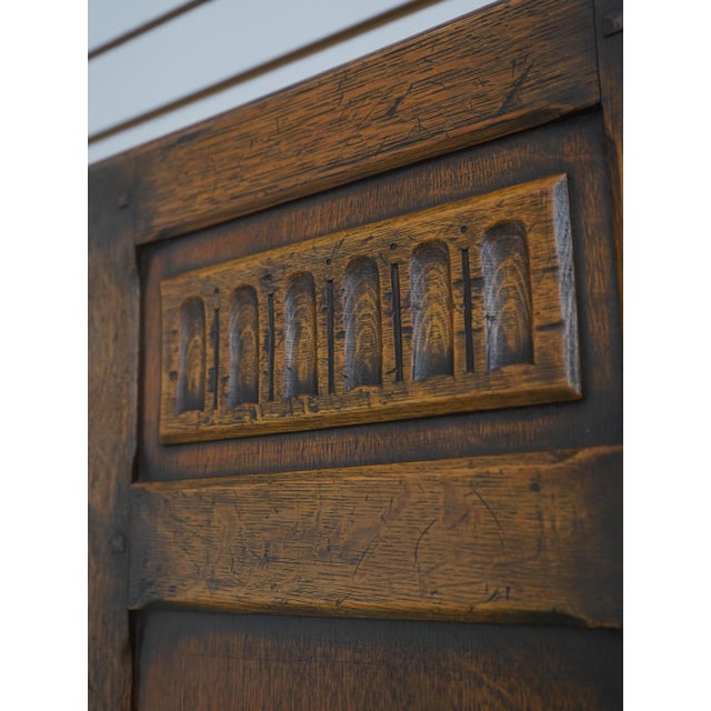 Vintage Feudal Oak Hanging Dart Board Cabinet For Sale - Image 14 of 17