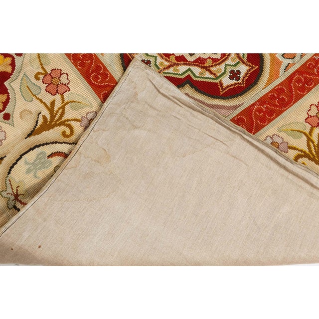 French Antique French Botanical Needlepoint Carpet For Sale - Image 3 of 5