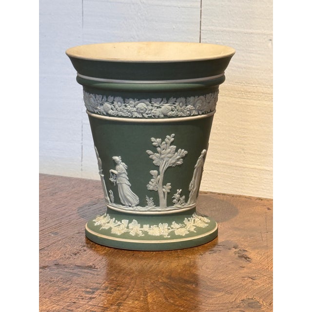 Traditional Wedgwood Green Jasperware Jardinière For Sale - Image 3 of 6