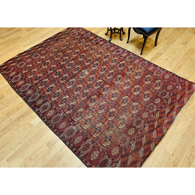 Antique Turkmen Tekke Rug, Wool Pile, Allover Geometric Design For Sale - Image 14 of 14