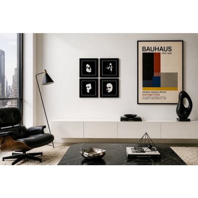 Set of 4 Original 1960s Monochrome Paintings by Earl Hubbard (Jfk, Lincoln, Churchill, Barbara Marx Hubbard) For Sale - Image 9 of 10