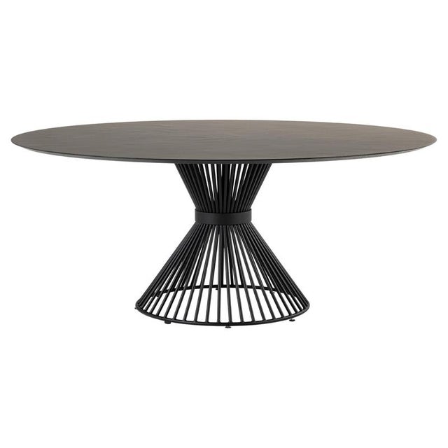Metal Stone Dark Brown Lama 1600 Round Table with Steel Frame by Disain1971 For Sale - Image 7 of 7