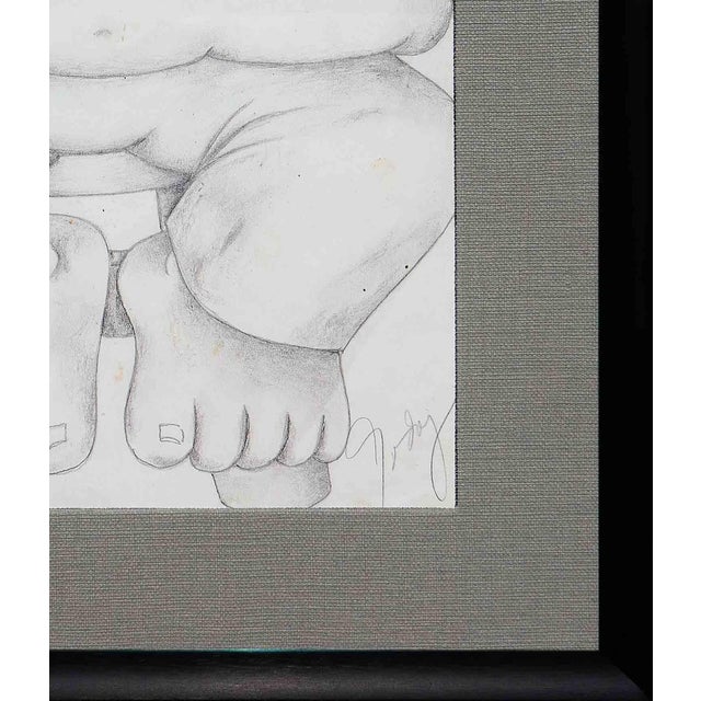 Drawing/Sketching Materials Alberto Godoy Modern Black and White Abstract Figurative Pencil Drawing Study of a Seated Man, 21st Century For Sale - Image 7 of 10