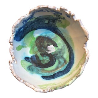Fornaro Italian Ceramic Blue & Green Dish For Sale