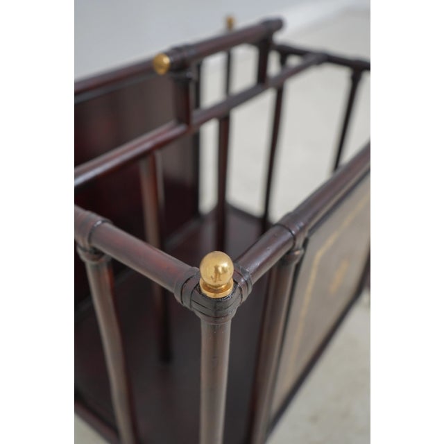 Brown Maitland Smith Bamboo Form & Leather Magazine Rack For Sale - Image 8 of 12