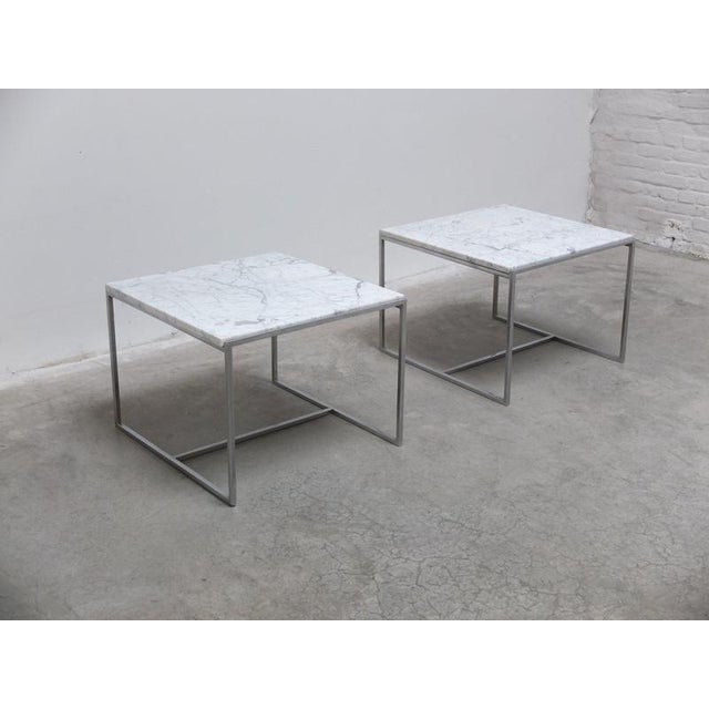 Carrara Marble and Chrome Coffee Tables, 1970s, Set of 2 For Sale - Image 3 of 18