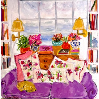 Somewhere in Nantucket an Original Acrylic Painting on Canvas of an Interior by Sandy Welch For Sale