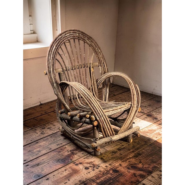 Rustic Vintage Adirondack Bent Willow Arm Chair For Sale - Image 3 of 11