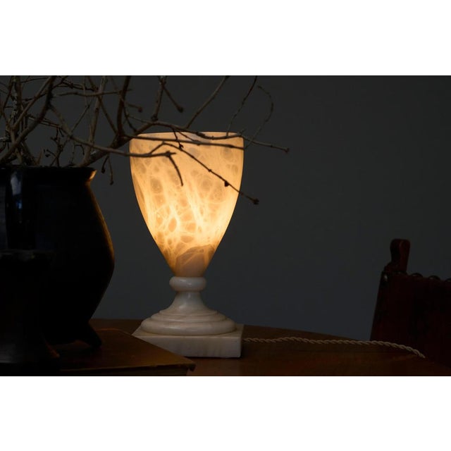 Cream Large Mid-Century Modern Table Lamp in Alabaster, 1970s For Sale - Image 8 of 13