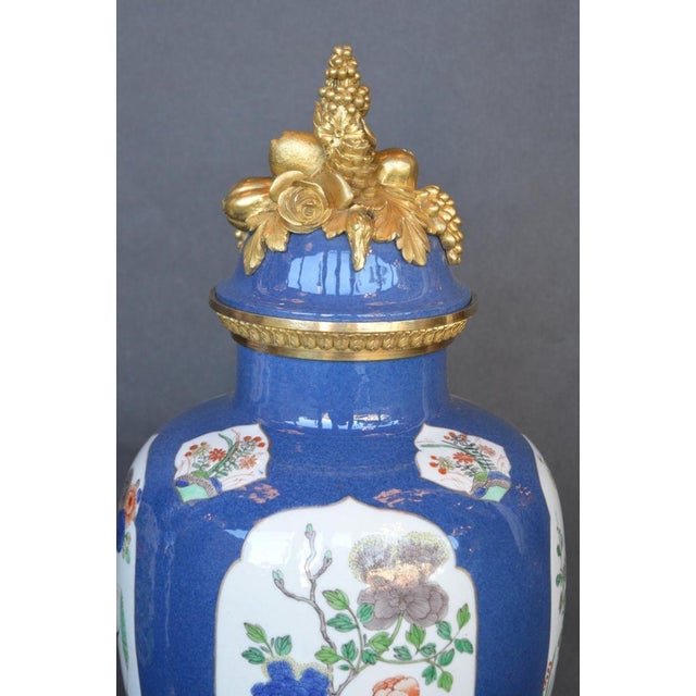 Chinese Pair of 19th Century Ormolu-Mounted Chinese Porcelain Vases For Sale - Image 3 of 10