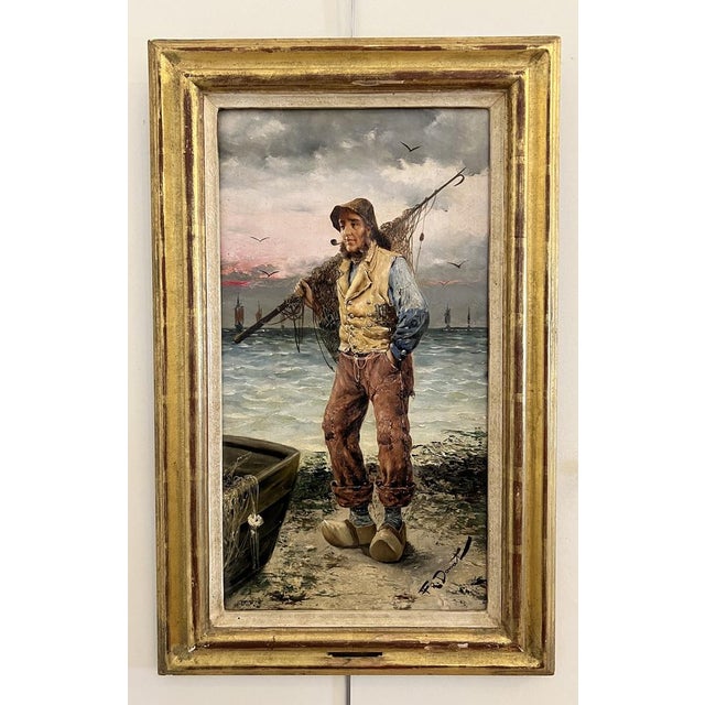 Frederick Reginald Donat, Pêcheur, Oil on Wood, Framed For Sale - Image 14 of 14