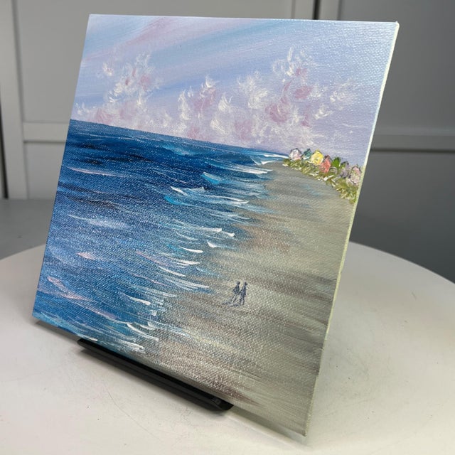 2020s Beach All to Ourselves Seascape Acrylic Painting Ocean Wall Art 8"x8" Unframed For Sale - Image 5 of 7