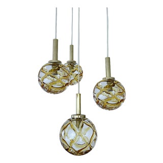 Vintage Glass Pendant Light from Doria Leuchten, 1970s For Sale