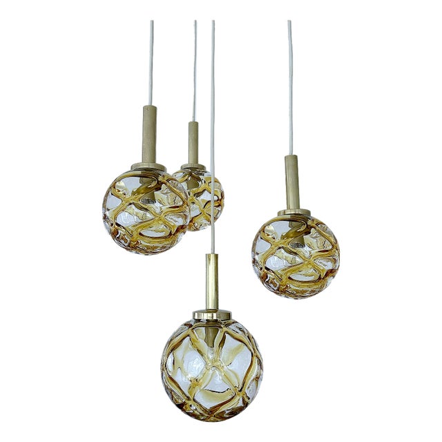Vintage Glass Pendant Light from Doria Leuchten, 1970s For Sale