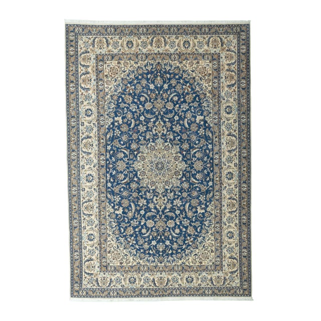 Hand-Knotted Nain 9la Oriental Rug with Silk For Sale - Image 13 of 13