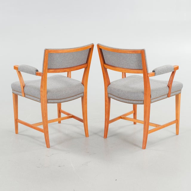 Wood Josef Frank 695 Armchairs Svenskt Tenn Set of Four For Sale - Image 7 of 11