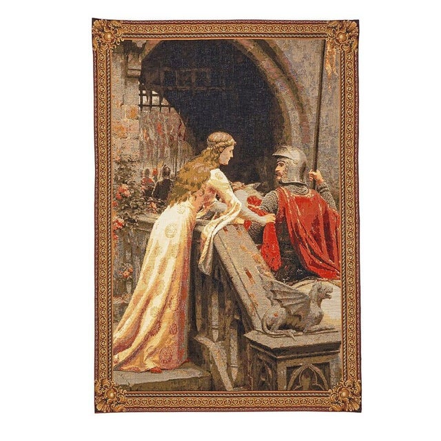 This tapestry is inspired from an original dated 1904, by British artist Edmund Blair Leighton (1853-1922). Leighton is...