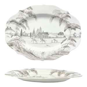 Juliska “Country Estate, Flint (Gray)” Stoneware Oval Serving Platter 15”
