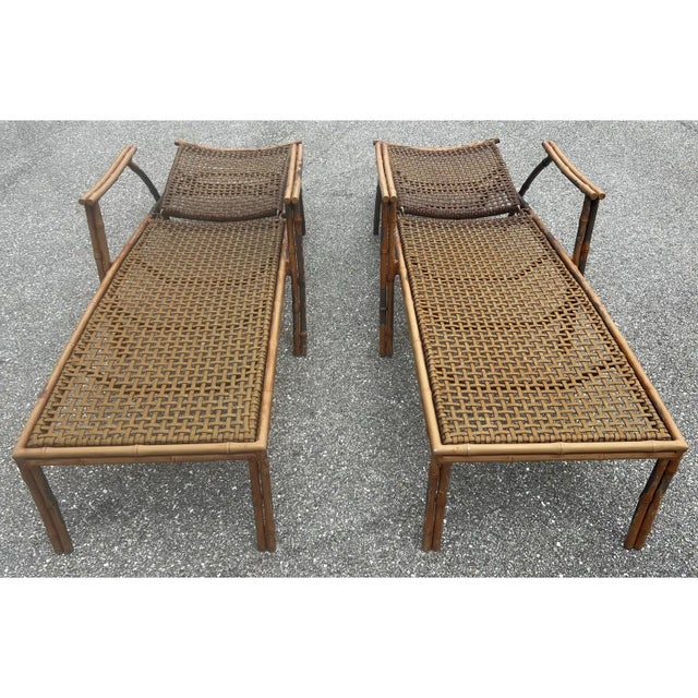 1970s Faux Metal Bamboo 6 Piece Patio Seating Set For Sale - Image 10 of 11