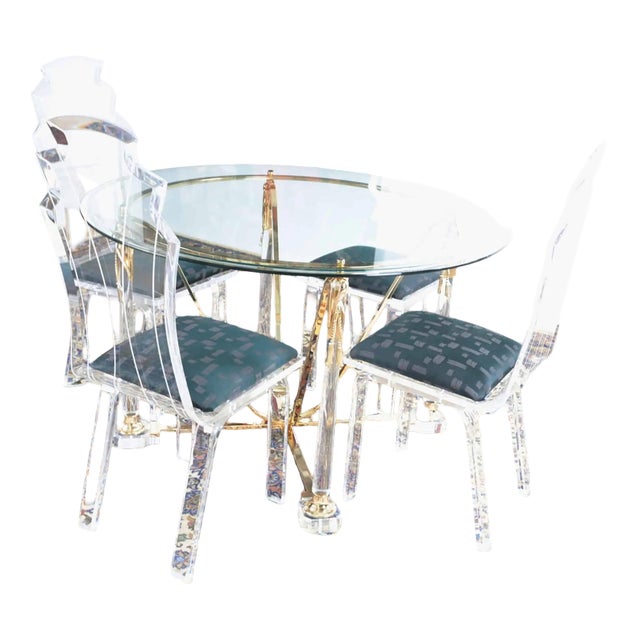 Modern Round Table and Chairs, Set of 5 For Sale
