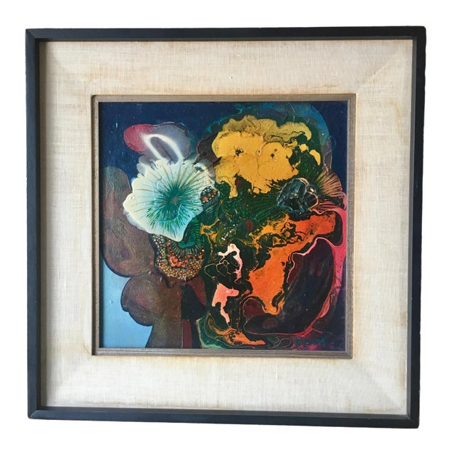 Vintage Mid-Century R. Young "The Dahlia" Framed Painting For Sale