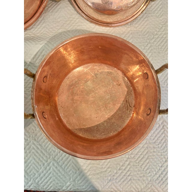 Copper Vintage Made in Portugal Copper Jelly Pots With Brass Handles - A Set of 4 For Sale - Image 8 of 11