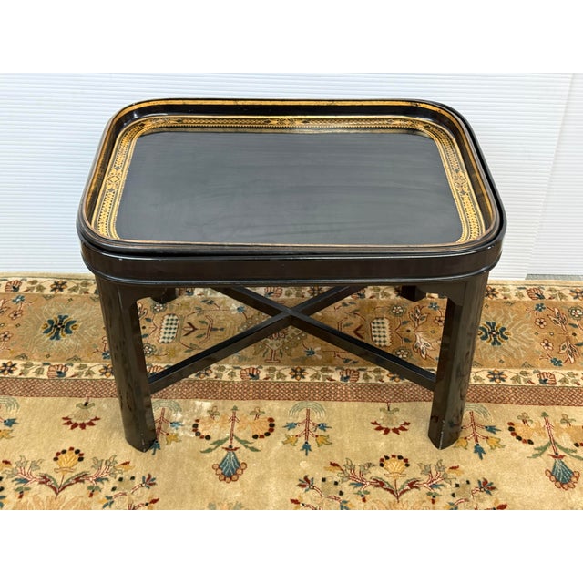 English English Black + Gold Tray Table, 19th Century For Sale - Image 3 of 12