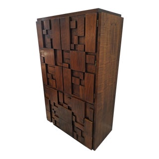 Altavista Lane Furniture, 1970's Brutalist Block Front Armoire For Sale