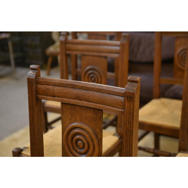 Brutalist Oak Chairs, 1950s, Set of 6, in Very Good conditions. Designed 1950 to 1959