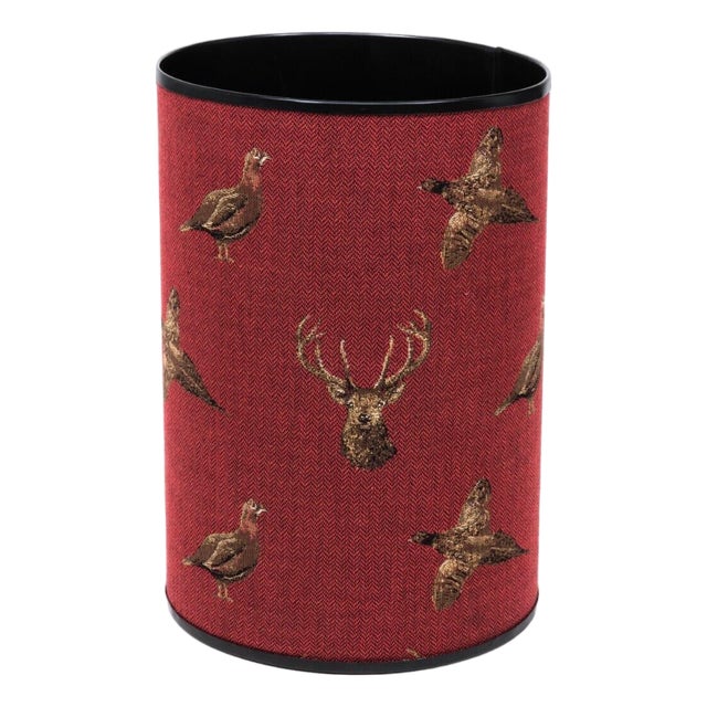 Highland Claret Tapestry Waste Bin For Sale