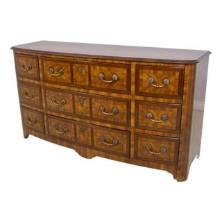 Alfonso Mariano Walnut 9 Drawer Continental Style Commode Chest For Sale