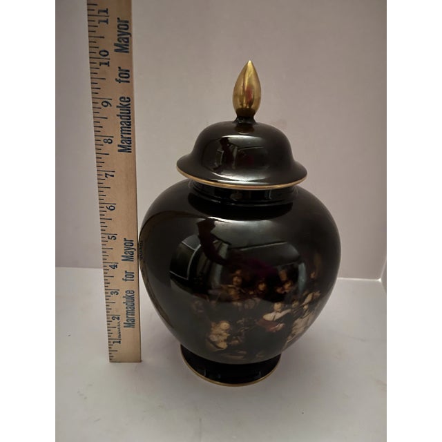 Art Deco Mid-Century German Goebel Porzellan Black Urn With Rembrandt Night Watch Moti For Sale - Image 3 of 10