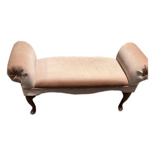 Dusty Pink Rolled Arm Accent Bench For Sale