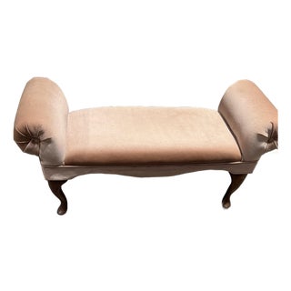 Mid 20th Century Dusty Pink Rolled Arm Accent Bench For Sale
