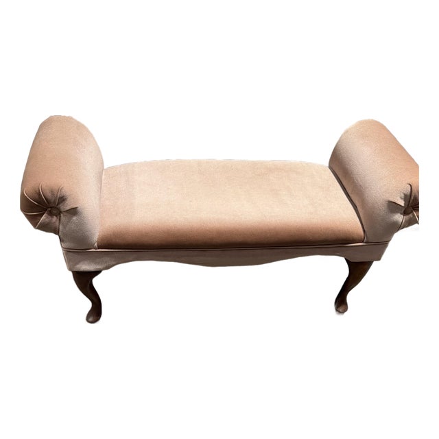 Mid 20th Century Dusty Pink Rolled Arm Accent Bench For Sale