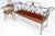 Rust Brown Leather Seat Wrought Iron Arrows Decorated 46" Sattee Window Bench For Sale - Image 10 of 11
