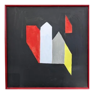 Mid-Century Modern "Dimension" Swedish Vintage Abstract Oil Painting, Framed